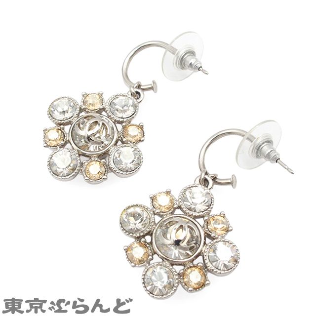 シャネル CHANEL ピアス シルバー メタル ラインストーン ココマーク Pie フープ 10 V レディース