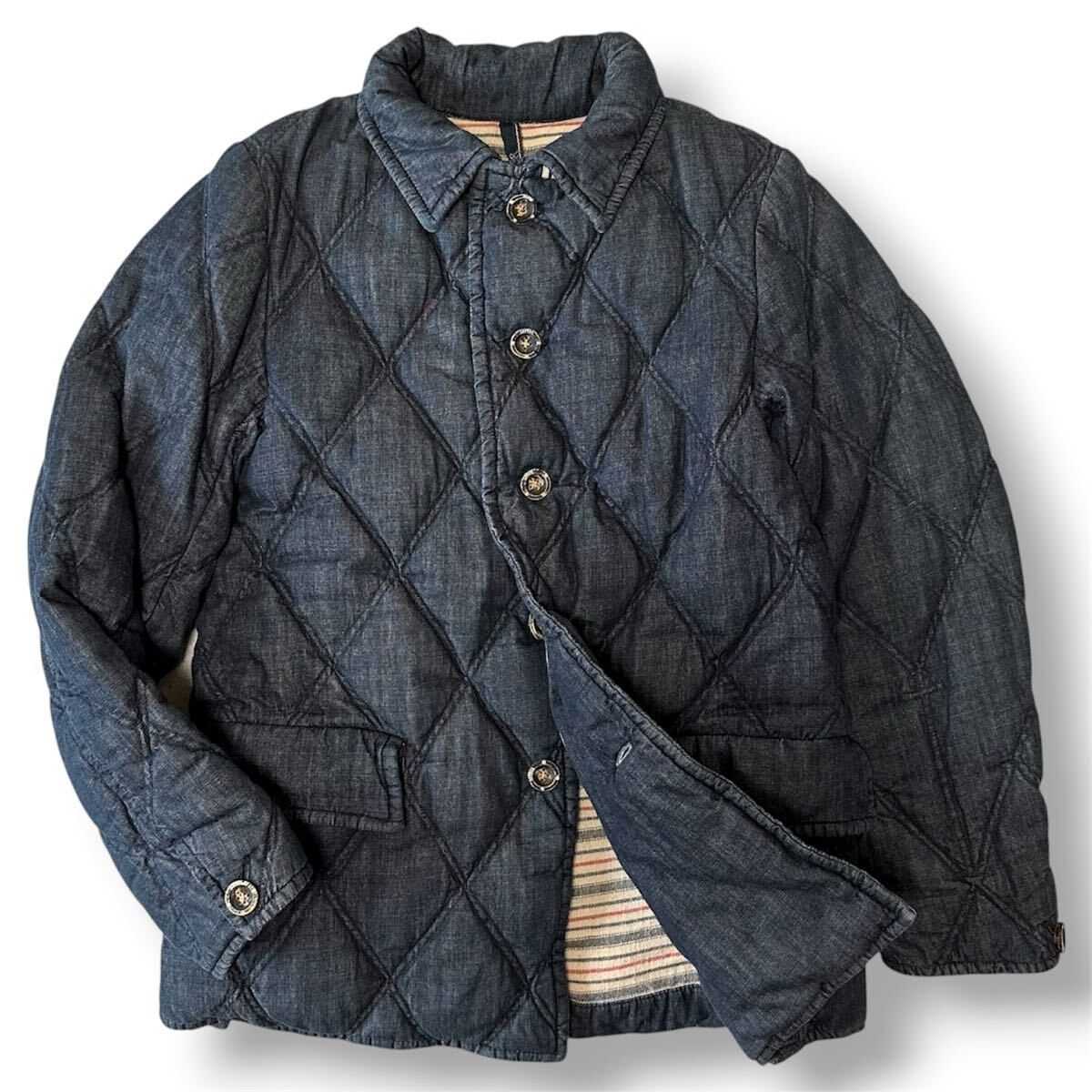 美品 45rpm Umii908 藍染め キルティングデニムダウンジャケット