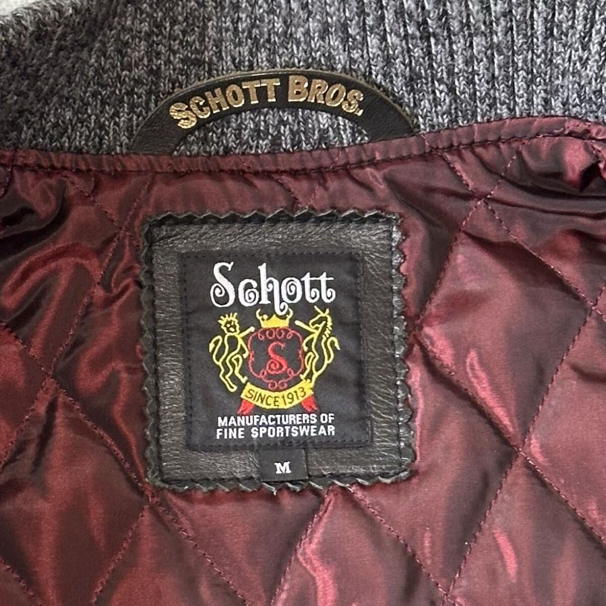 渾身の一着】美品 希少 SCHOTT ショット スタジャン 袖レザー切替