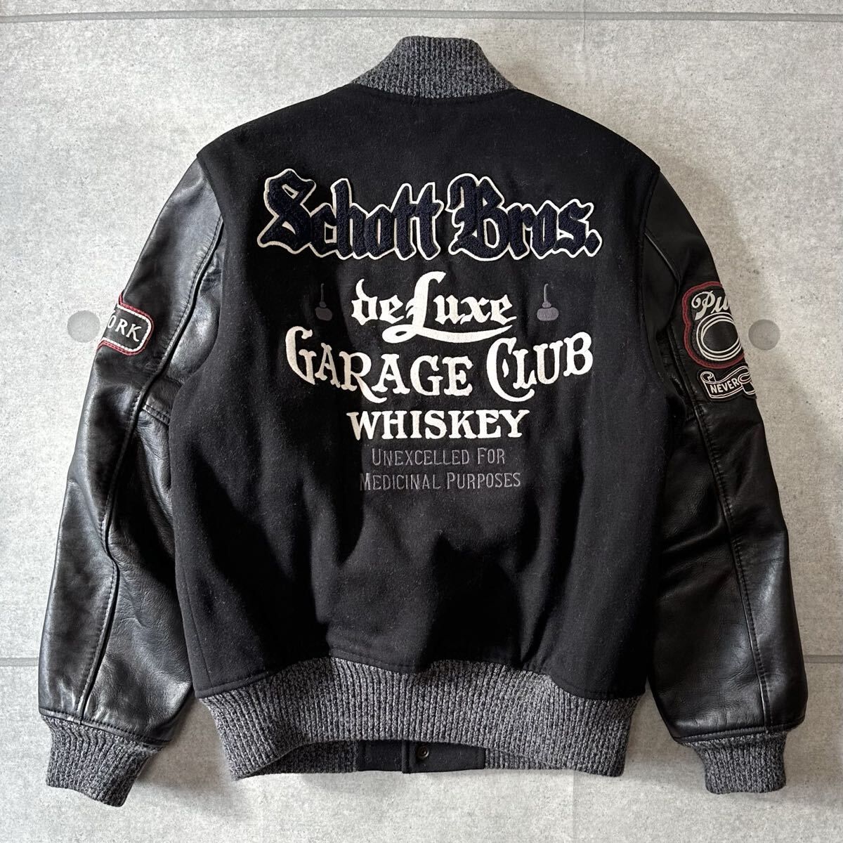 渾身の一着】美品 希少 SCHOTT ショット スタジャン 袖レザー切替