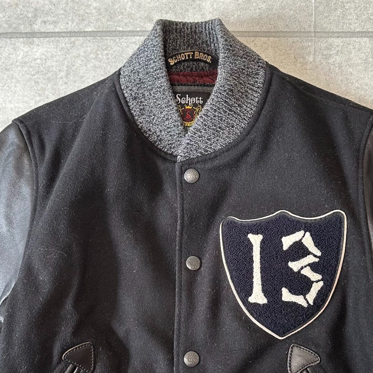 渾身の一着】美品 希少 SCHOTT ショット スタジャン 袖レザー切替