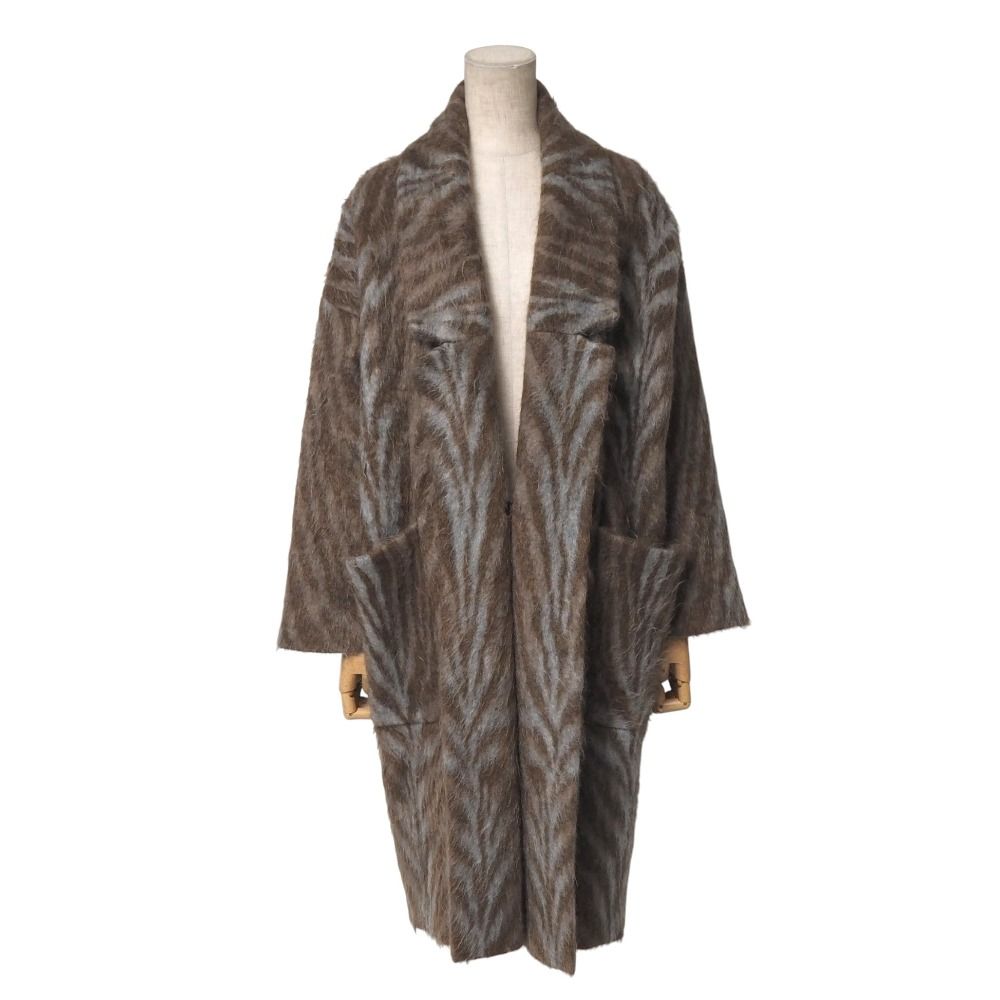 Brunello Cucinelli ブルネロクチネリ CASHMERE カシミヤ コート サイズXXS カシミヤ混 ゼブラ柄 ロング ウール ガウンコート ブランド古着 20251112 RA6529