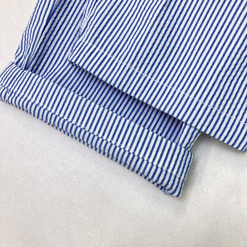  サイズ 1 MUTA MARINE ムータマリン シアサッカー クロップドパンツ ストライプ柄 ブルー系 ゴルフウェア レディース ストスト パンツ レディースウェア