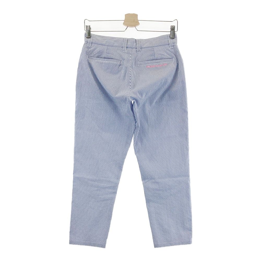 サイズ 1 MUTA MARINE ムータマリン シアサッカー クロップドパンツ ストライプ柄 ブルー系 ゴルフウェア レディース ストスト