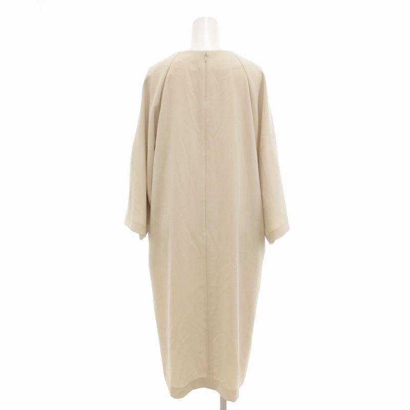 アドーア ADORE 近年 ドライタッチジョーゼットワンピース ひざ丈 七分袖 バックジップ 36 S ベージュ TZ 1019 IBO 57