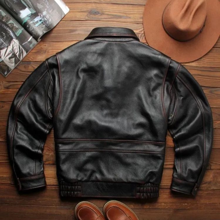 h アメリカンヴィンテージ風 A2フライトレザージャケット メンズ 本革 牛革製 擦れ加工 ヴィンテージレザー ジャケット 秋冬向け 大きめサイズ ゆったりシルエット アメカジ 本革 ブルゾン