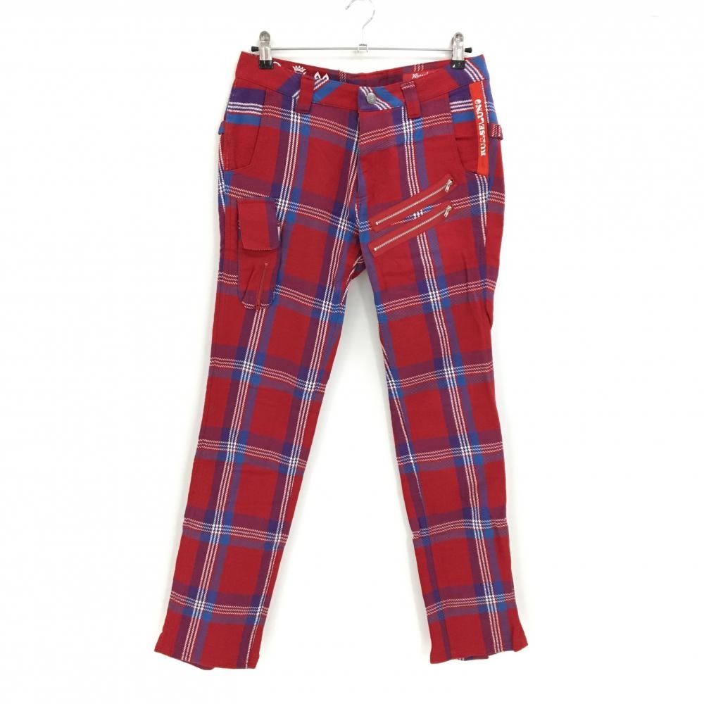 美品】ラッセルノ パンツ レッド×ブルー チェック コットン100