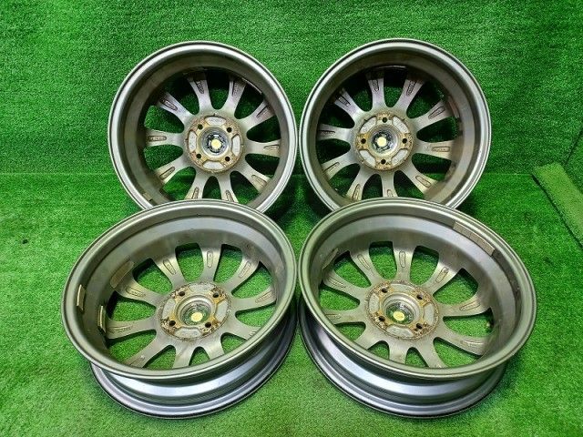 バルミナ ブリヂストン ﾊｽﾗｰ ﾀﾝﾄ ﾃﾞﾘｶﾐﾆ ホイール アルミ ガンメタ 15インチ 4 5 J 4穴 4本 100 48