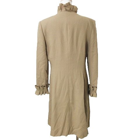 ユキトリイ YUKI TORII ロングコート 2 WAY ノー フリル ウール フラワーボタン 9 M相当 茶 ブラウン ORG X