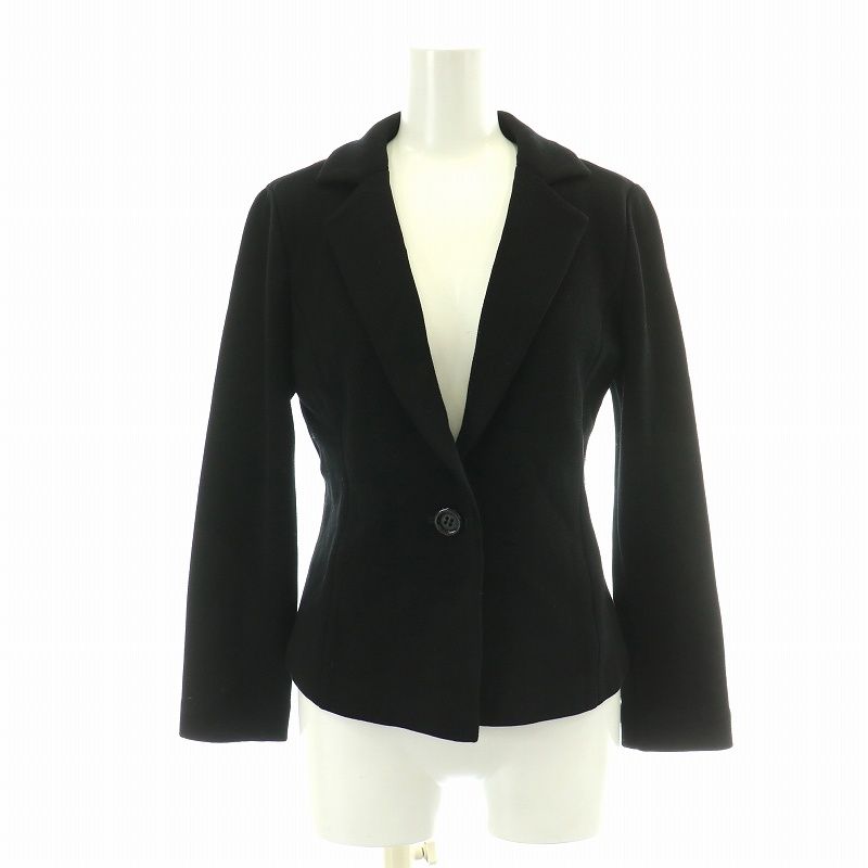 レオナール LEONARD FASHION ニットジャケット テーラード シングル 1 S 黒 ブラック NW13