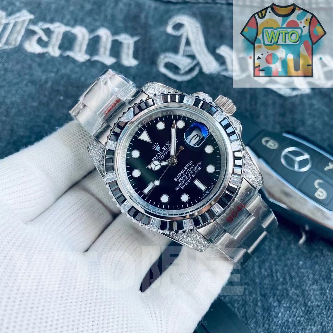 WTO通販 Rolex ロレックス 3 針水鬼ダイビングシリーズ ダイヤ腕時計 公式アイスブルー蛍光効果-WTO輸入-PTA23