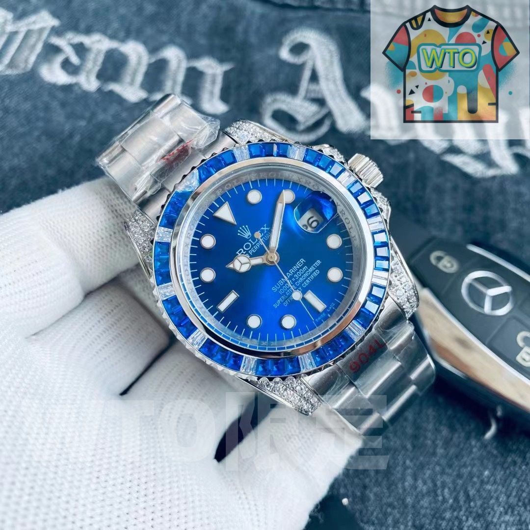  WTO通販 Rolex ロレックス 3 針水鬼ダイビングシリーズ ダイヤ腕時計 アイスブルー蛍光効果 WTO輸入 PTA 23 腕時計(デジタル) 時計