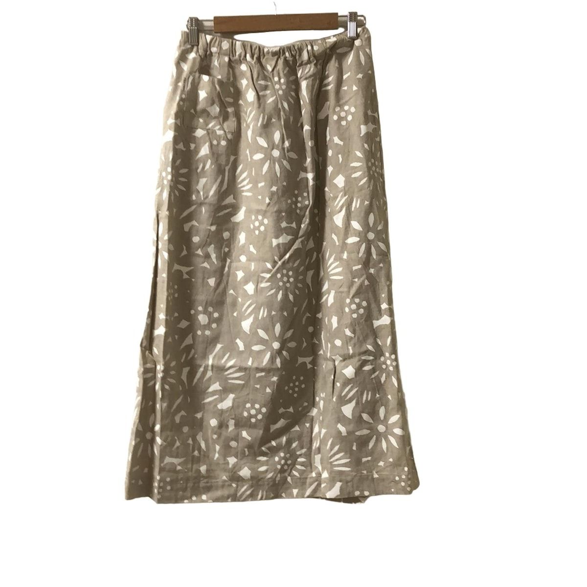 SOU SOU ソウソウ ロングスカート レディース - グレーベージュ×白 ウエストゴム