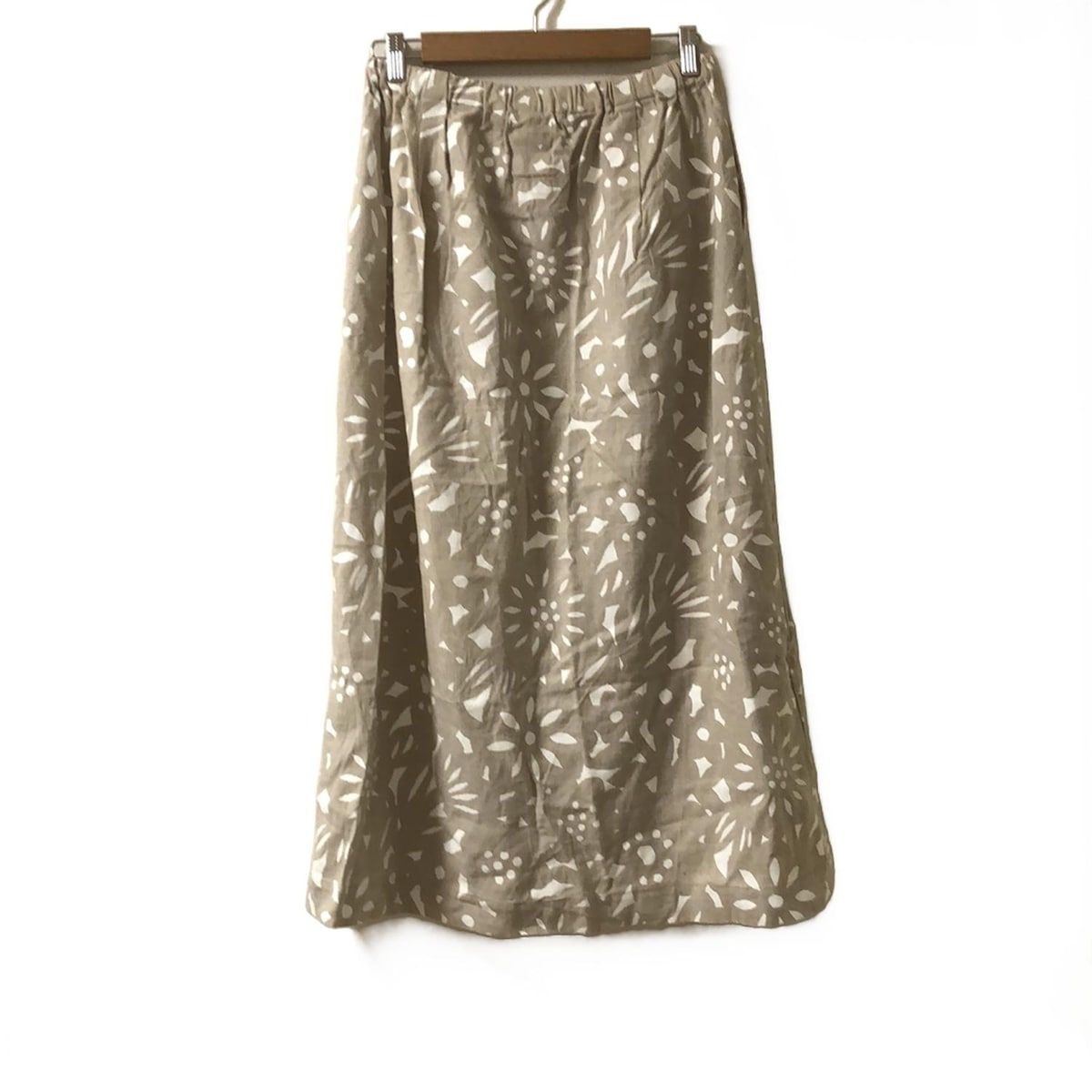 SOU SOU ソウソウ ロングスカート レディース - グレーベージュ×白 ウエストゴム