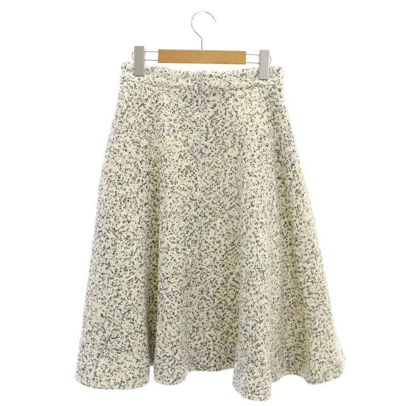 アベニールエトワール Aveniretoile 23AW オリジナルツイードフ スカート ロング ミモレ丈 総柄 38 アイボリー 黒 ブラック ES OS