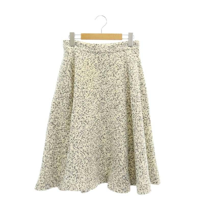 アベニールエトワール Aveniretoile 23AW オリジナルツイードフ スカート ロング ミモレ丈 総柄 38 アイボリー 黒 ブラック ES OS