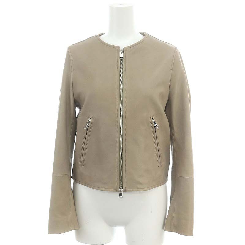 パブリックトウキョウ PUBLIC TOKYO ノー ラムレザーブルゾン ジャケット ジップアップ 総裏地 1 グレージュ DO OS