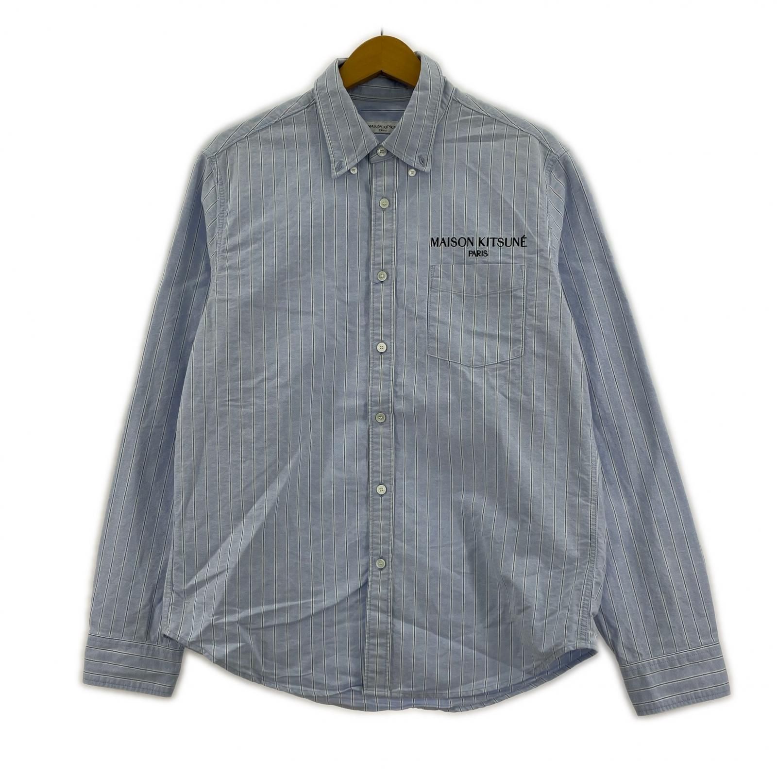 MAISON KITSUNE BDストライプシャツ M ブルー
