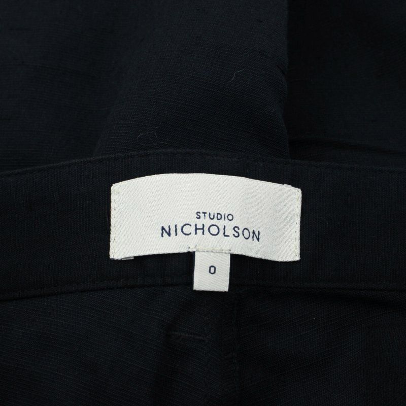  スタジオニコルソン STUDIO RENZO CROPPED PANT パンツ テーパード 麻 リネン混 0 XS 黒 ブラック AT OS その他 パンツ