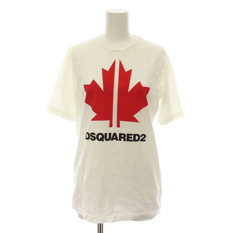 ディースクエアード DSQUARED2 Tシャツ カットソー 半袖 カナダロゴ S 白 ホワイト 赤 レッド S75GD0095 AN30
