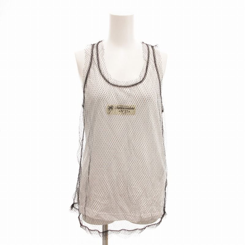 ヌメロヴェントゥーノ N°21 ノースリーブ レイヤード カットソー タンクトップ 40 L 白 ホワイト 黒 ブラック TZ 1024 WGY