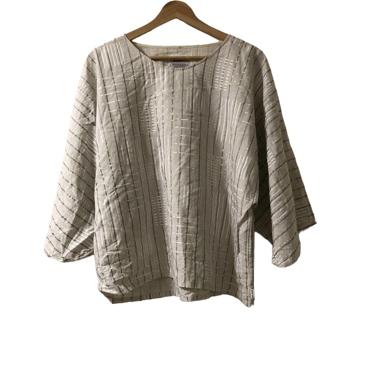 SOU SOU ソウソウ 七分袖カットソー サイズS レディース - ライトグレー×グレー×白 クルーネック