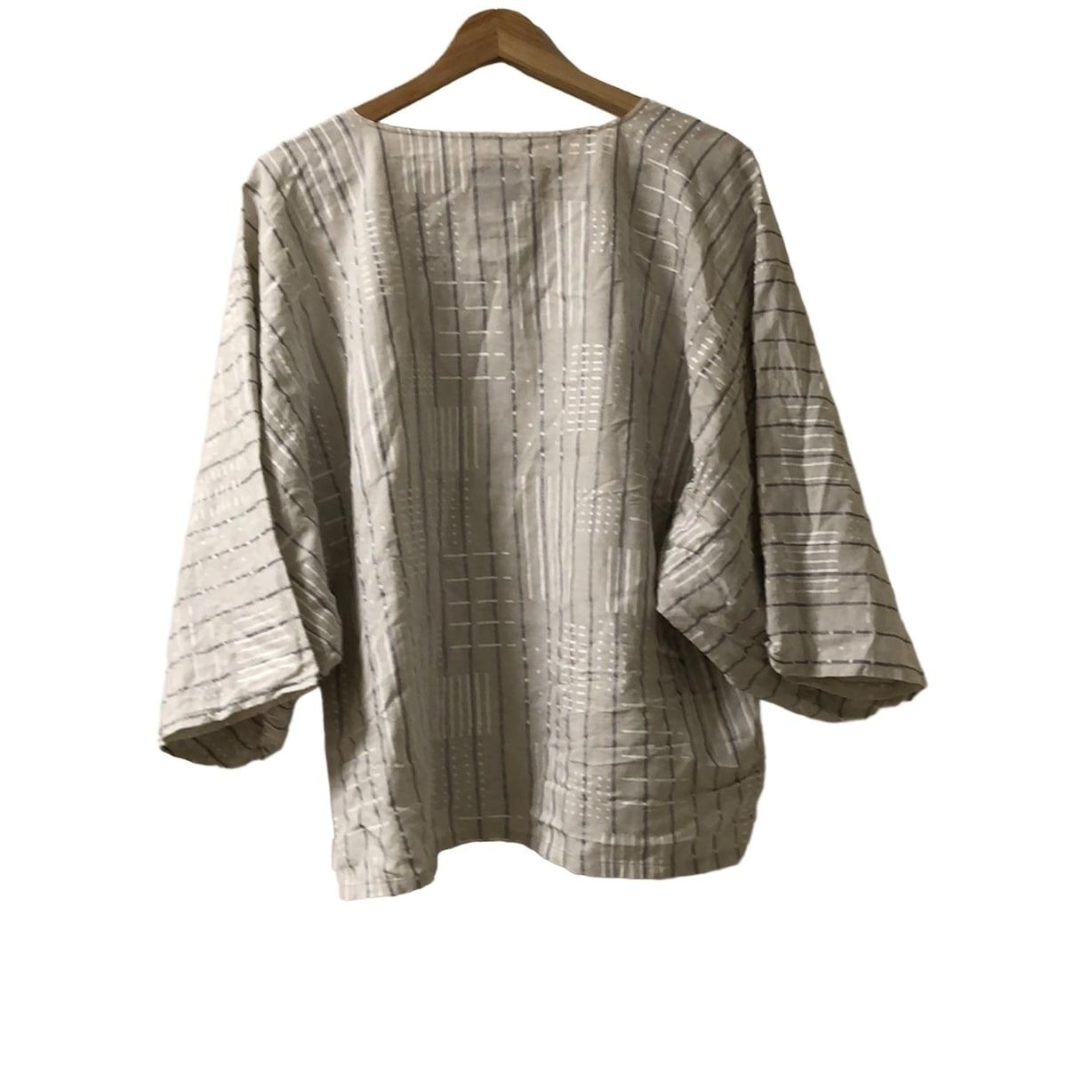 SOU SOU ソウソウ 七分袖カットソー サイズS レディース - ライトグレー×グレー×白 クルーネック