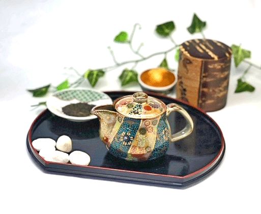 メーカー直送 九谷焼 急須 小 青粒 金花詰 裏絵