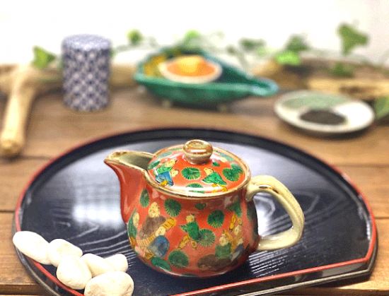 メーカー直送 九谷焼 急須 小 木米写し 裏絵