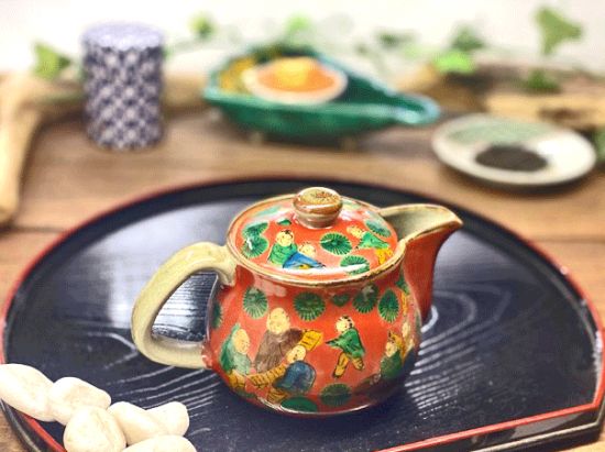 メーカー直送 九谷焼 急須 小 木米写し 裏絵