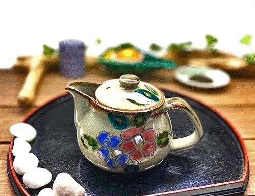 メーカー直送 九谷焼 急須 大 コンビ山茶花 裏絵