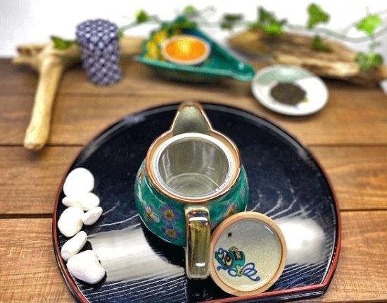 メーカー直送 九谷焼 急須 大 グリーン地桜 裏絵 WWW_OPDRERGINERDOGAN_COM