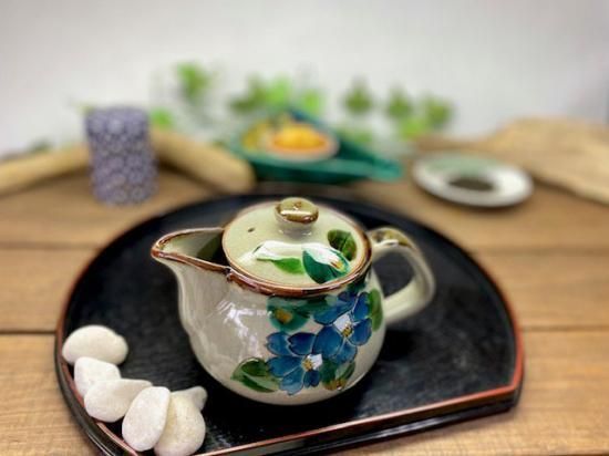 メーカー直送 九谷焼 急須 大 山茶花 紺 下塗り