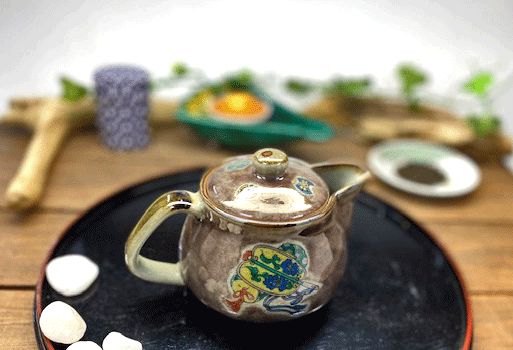 メーカー直送 九谷焼 急須 大 宝尽くし紫塗り 裏絵