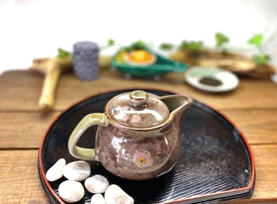 メーカー直送 九谷焼 急須 大 白兎ソメイヨシノ紫塗り 裏絵グリーン