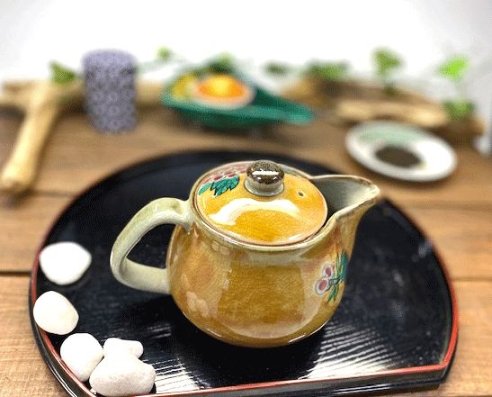 メーカー直送 九谷焼 急須 大 濃い塗り牡丹 裏絵