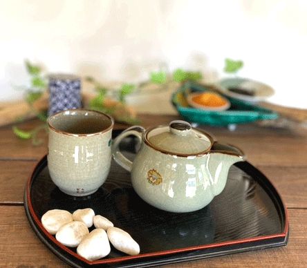 メーカー直送 九谷焼 急須2点セット 小 金糸梅に鳥 裏絵