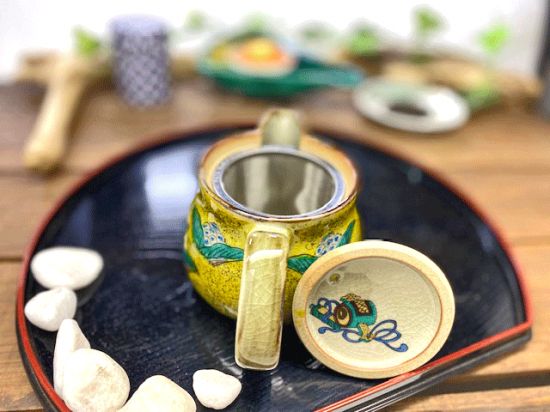 メーカー直送 九谷焼 急須2点セット 小 吉田屋万年青 裏絵