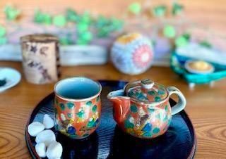 メーカー直送 九谷焼 急須2点セット 小 木米写し 裏絵