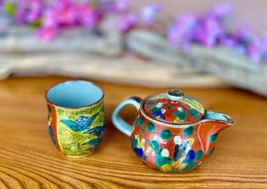 メーカー直送 九谷焼 急須2点セット 小 吉田屋木米ツートン 裏絵