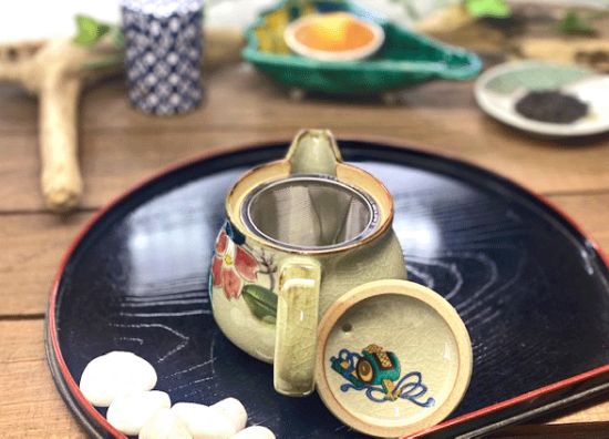 メーカー直送 九谷焼 急須2点セット 小 コンビ山茶花 裏絵