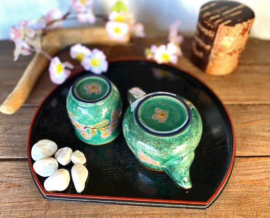 メーカー直送 九谷焼 急須2点セット 小 ソメイヨシノ緑塗り 裏絵 WWW_OPDRERGINERDOGAN_COM