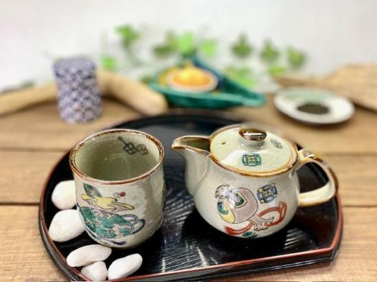 メーカー直送 九谷焼 急須2点セット 小 宝尽くし 裏絵