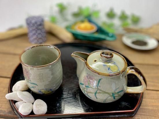 メーカー直送 九谷焼 急須2点セット 小 黄兎なでしこ