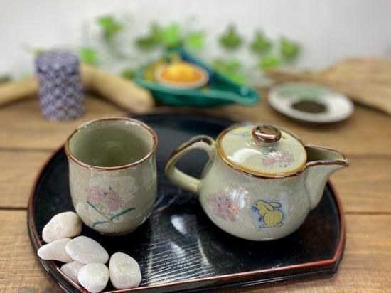 メーカー直送 九谷焼 急須2点セット 小 黄兎なでしこ