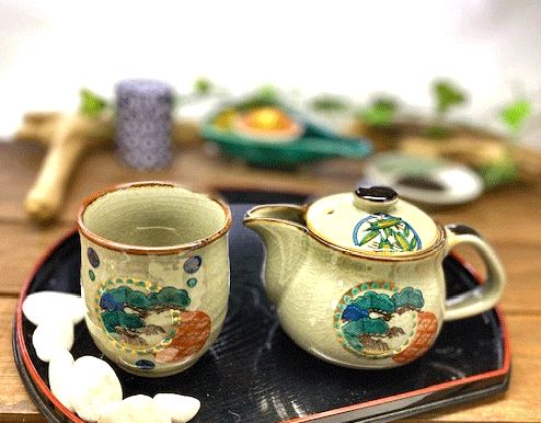 メーカー直送 九谷焼 急須2点セット 小 金丸松竹梅 裏絵
