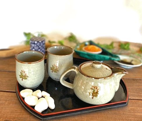 メーカー直送 九谷焼 急須3点セット 小 しだれ桜 裏絵