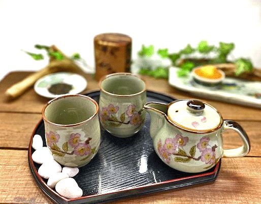 メーカー直送 九谷焼 急須3点セット 小 ソメイヨシノ 裏絵