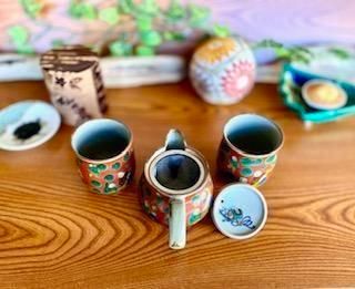 メーカー直送 九谷焼 急須3点セット 小 木米写し 裏絵