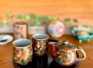 メーカー直送 九谷焼 急須3点セット 小 木米写し 裏絵